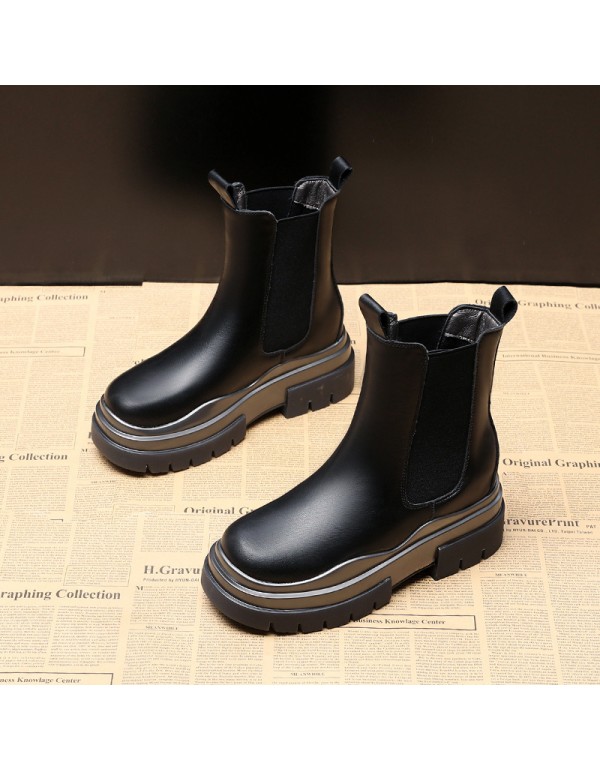 Martin boots women's 2021 new thick bottom inner height Chelsea boots spring and autumn single boots fashion ins cool chimney short boots