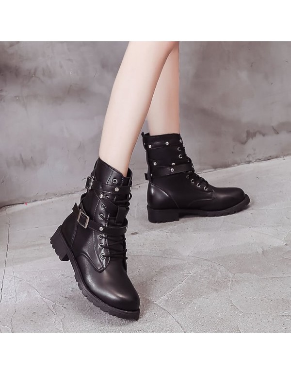 Boots children 2020 autumn and winter new flat bottomed thick heel Martin boots high top Knight boots large short boots foreign trade women's shoes