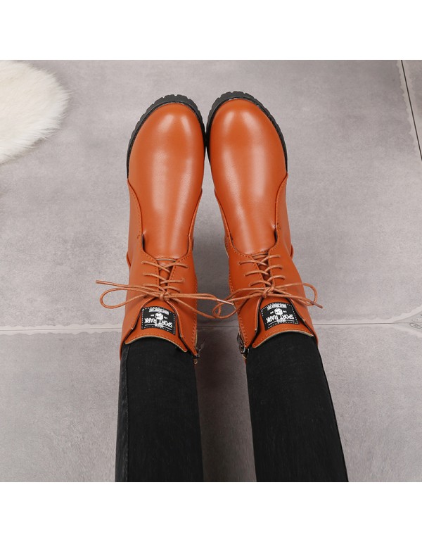 Foreign trade large size Martin boots women 2021 new plush Women European and American cross-border flat bottomed thick heel women's short boots are directly supplied by manufacturers 