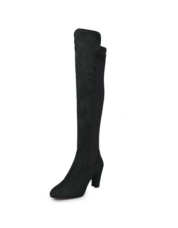 Over knee boots female Amazon foreign trade large size new European and American high-heeled pointed boots female manufacturer wholesale