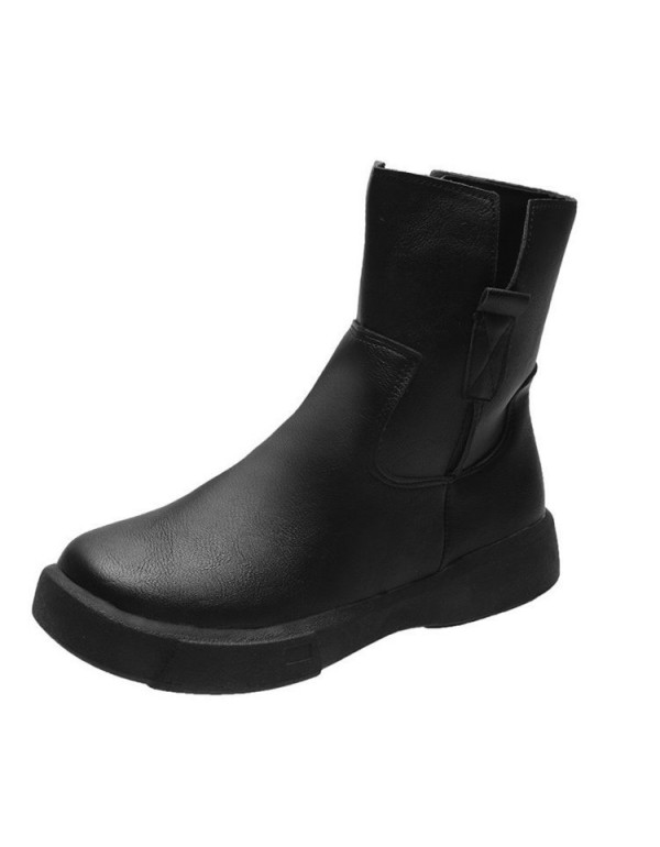 Cross border large size boots children 2021 new European and American fashion flat bottomed round head low heel foreign trade fashion boots female manufacturer