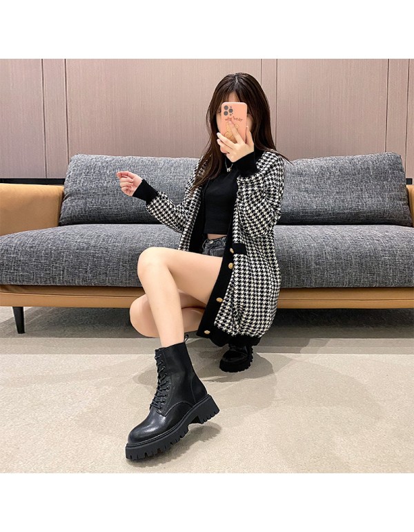 Thick soled Martin boots women's boots 2021 new spring and autumn single boots British style increased thin black short boots