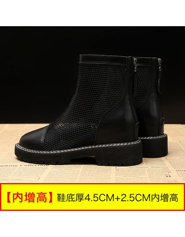Hollow out Martin boots women's 2021 new summer thin mesh boots with increased leisure thin spring and autumn single boots