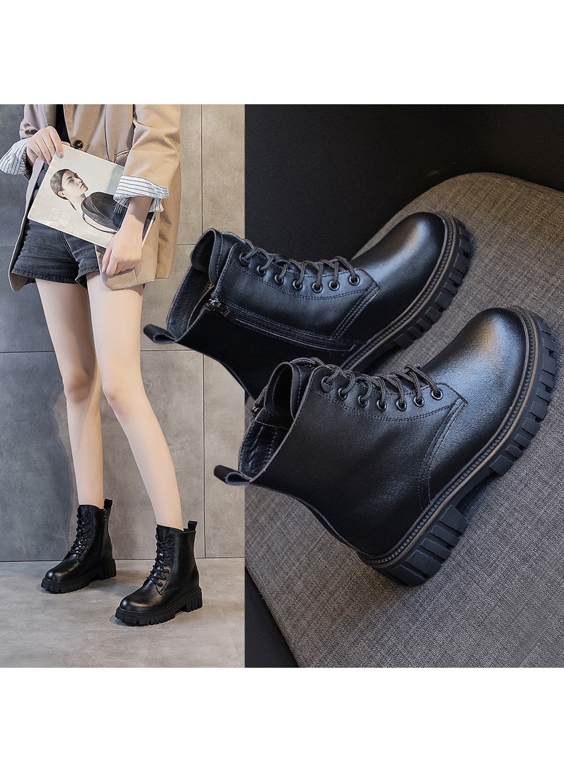 2021 autumn new leather Martin boots women's thick...