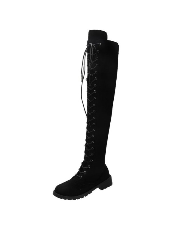 Foreign trade large size Knight boots women's 2020 autumn and winter new European and American flat bottomed round head low heel cross-border Knee Boots manufacturers