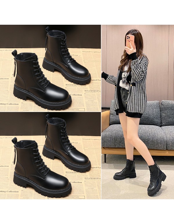 Martin boots women's 2021 new autumn and winter heightening short boots with thick soles British style spring and autumn Plush boots