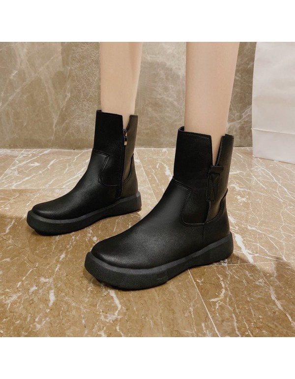 Cross border large size boots children 2021 new European and American fashion flat bottomed round head low heel foreign trade fashion boots female manufacturer