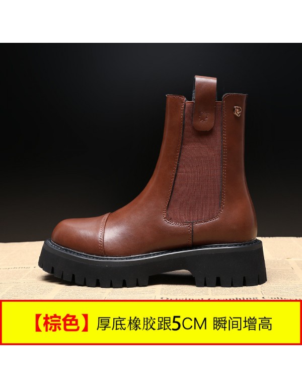 Wenzhou manufacturer's chimney boots women's spring and autumn single boots sleeve thick soled Martin boots 2021 new Chelsea boots short boots