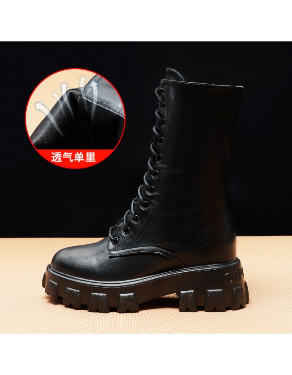 Martin boots women 2021 new British fashion ins cool black medium tube thick bottom inner increased net red thin short boots