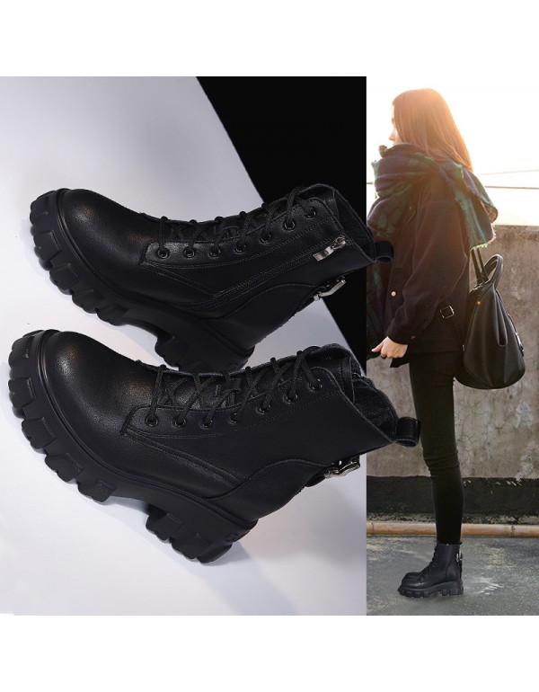 2021 autumn and winter new Martin boots women's inner high women's shoes small women's shoes retro British boots