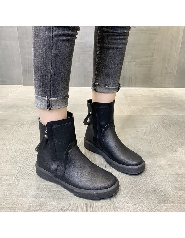 Cross border large size boots children 2021 new flat bottomed round head Martin boots fashion popular short boots female manufacturer wholesale