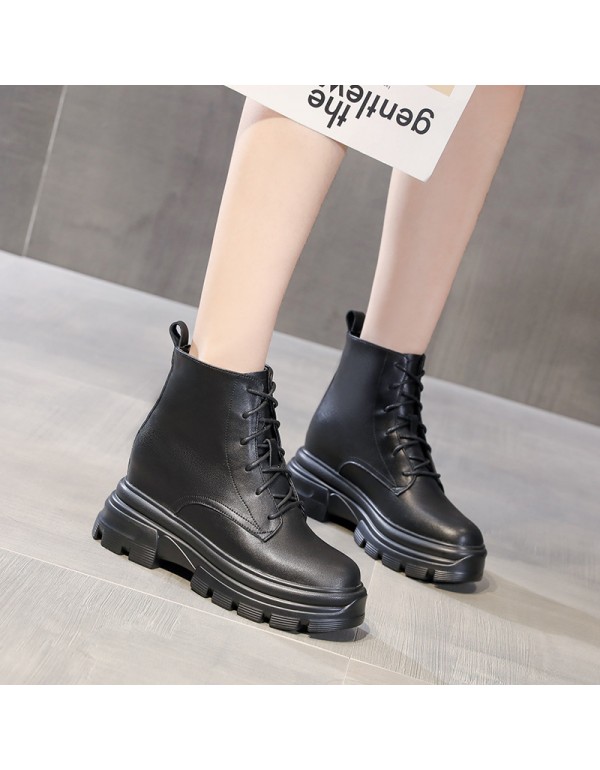 Inner heightening Martin boots women's shoes 2020 autumn winter new thick soled boots children's 8cm small short boots Plush