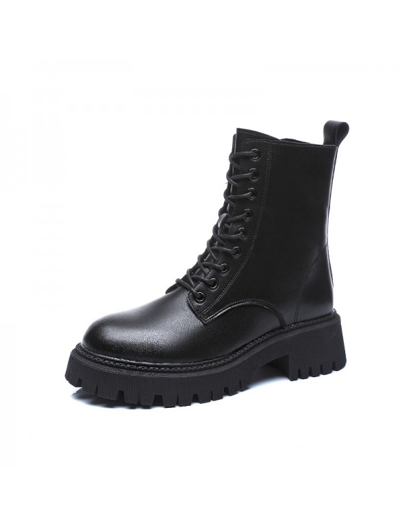 Thick soled Martin boots women's boots 2021 new spring and autumn single boots British style increased thin black short boots