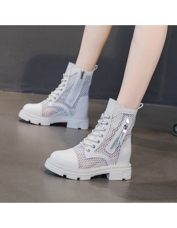 2021 spring and summer new mesh Martin boots women's thick bottom with double zippers inside, casual and breathable Korean women's Boots