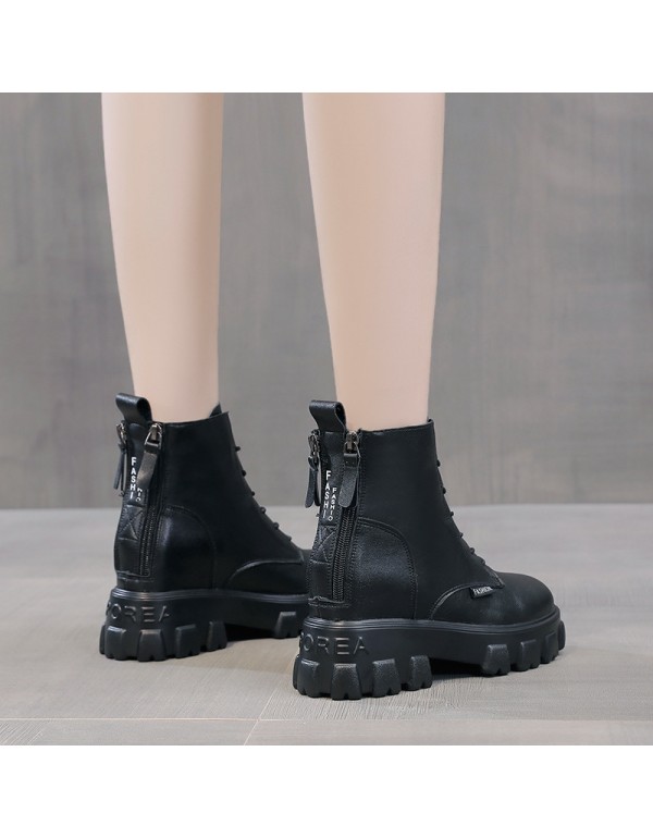 Inner heightening Martin boots women's shoes 2020 new British style single boots thin spring and autumn winter net red small size short boots