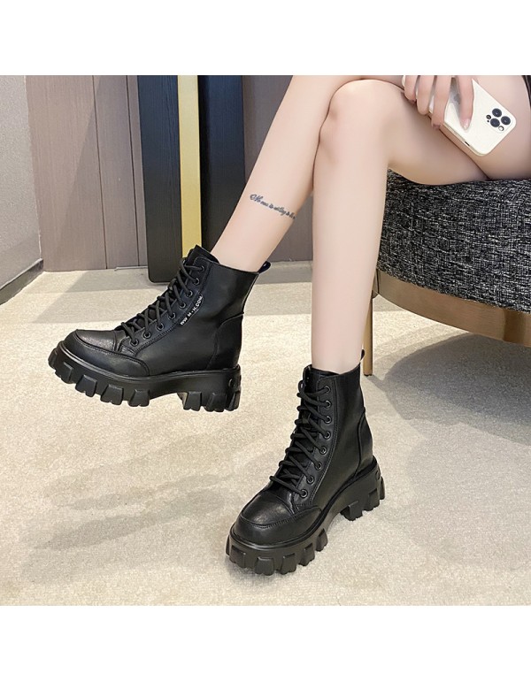 Martin boots women's autumn and winter thin 2021 new British breathable short boots thick soled women's shoes