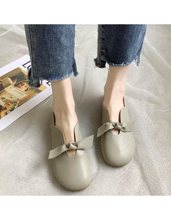2021 spring new retro flat sole single shoes round head shallow mouth bean shoes soft sole comfortable casual women's shoes wholesale