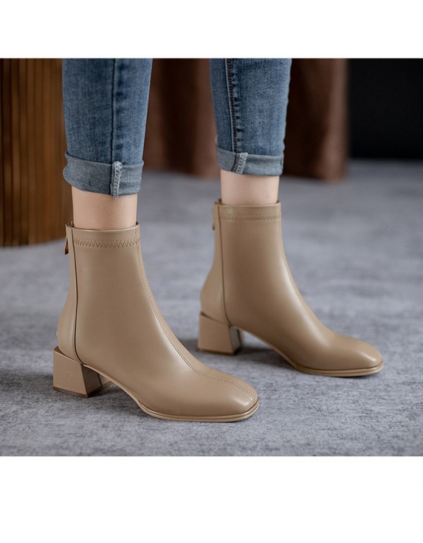 Hanban fashion boots autumn 2021 new elastic thin boots children's thick heel bare boots Chelsea short boots fashion women's Boots