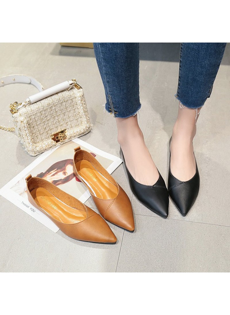 2021 spring new pointed flat shoes women's shallow...