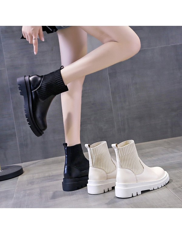 Martin boots women's autumn and winter single boots ins British style 2021 new flying woven elastic socks boots fashion thick soled short boots
