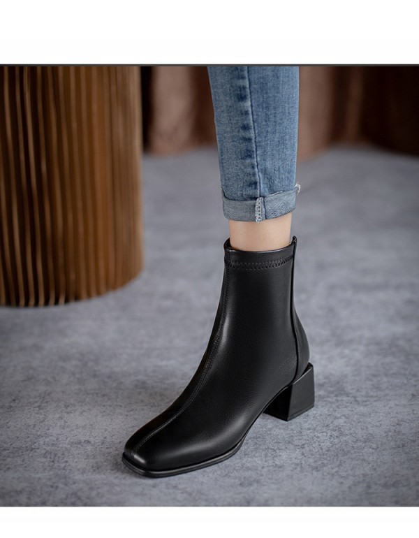 Hanban fashion boots autumn 2021 new elastic thin boots children's thick heel bare boots Chelsea short boots fashion women's Boots