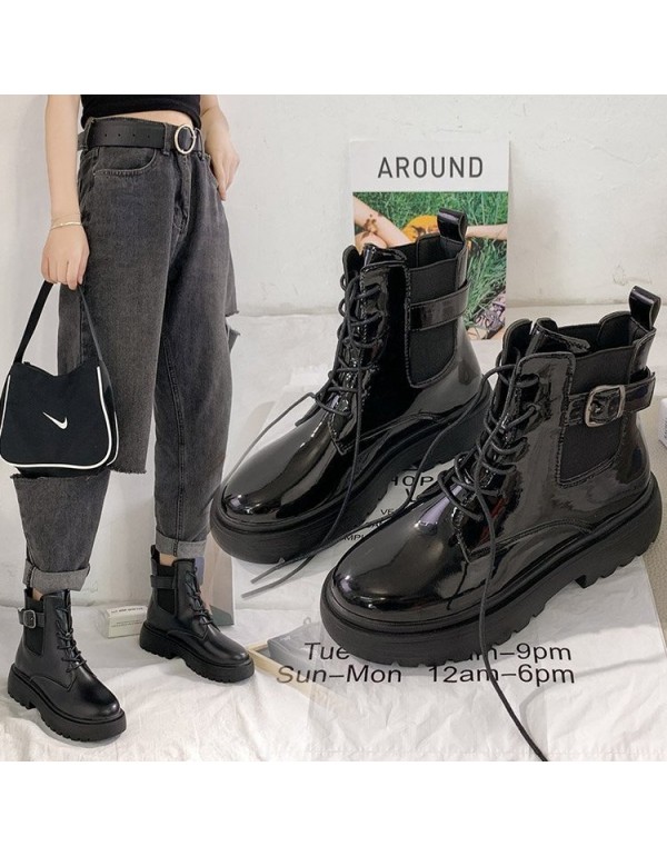 Martin boots female new thin fashion British style thick bottom 100 net red student short boots female in spring and autumn 2021