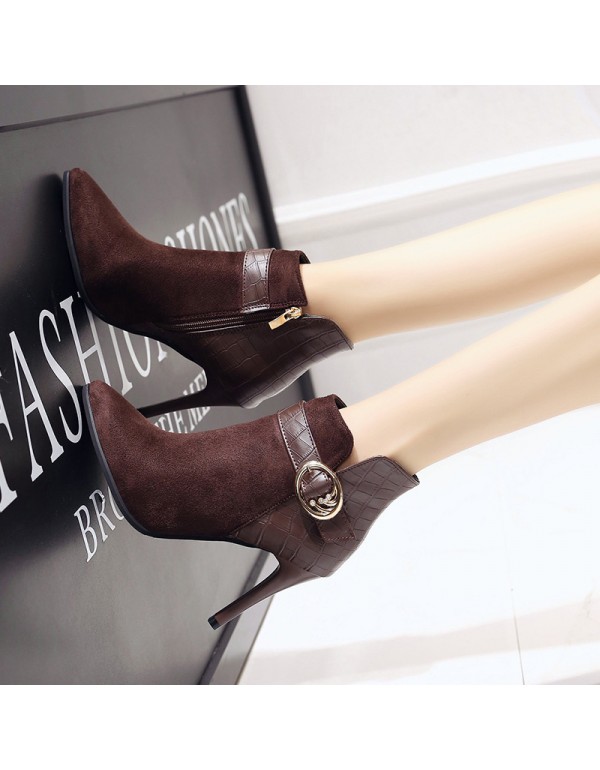 Martin boots autumn British style short boots 2020 new splicing fashion short boots women's high heels, thin heels, pointed toe and ankle boots