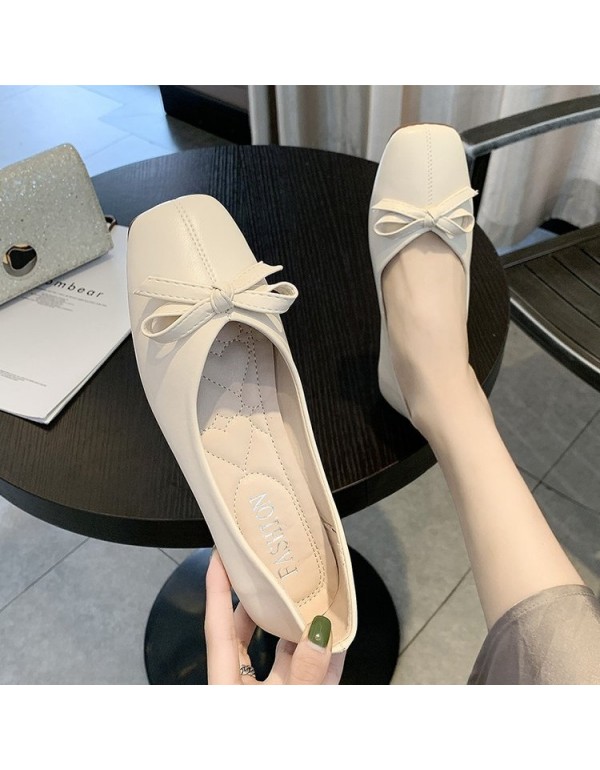 2021 spring new women's shoes Korean bow shallow f...