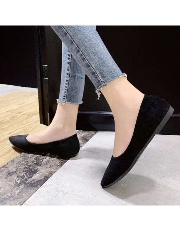 2021 spring new Korean version pointed flat sole single shoes women's comfortable light mouth black professional women's shoes wholesale