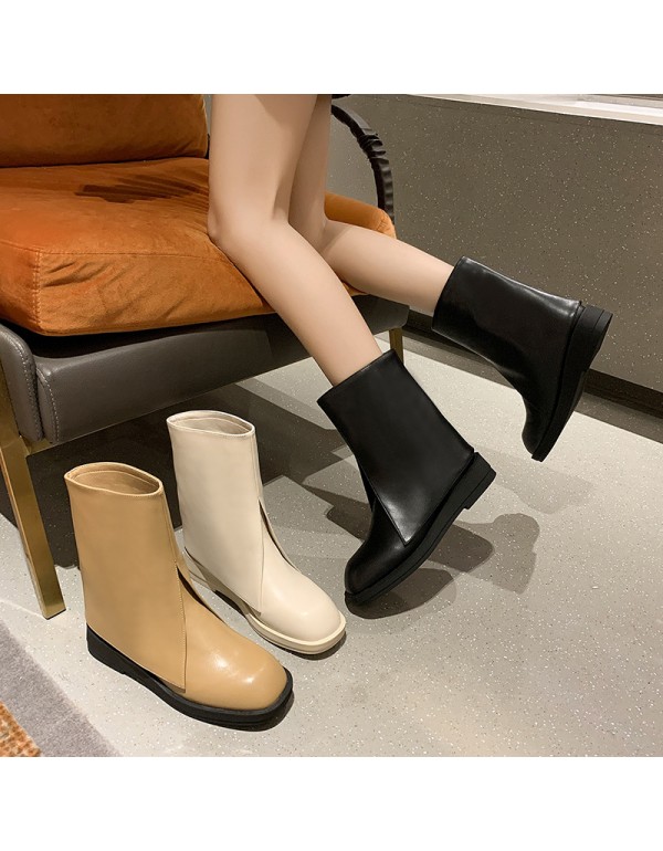 2021 autumn British style new women's boots round head thick bottom trousers tube boots retro fashion Knight boots