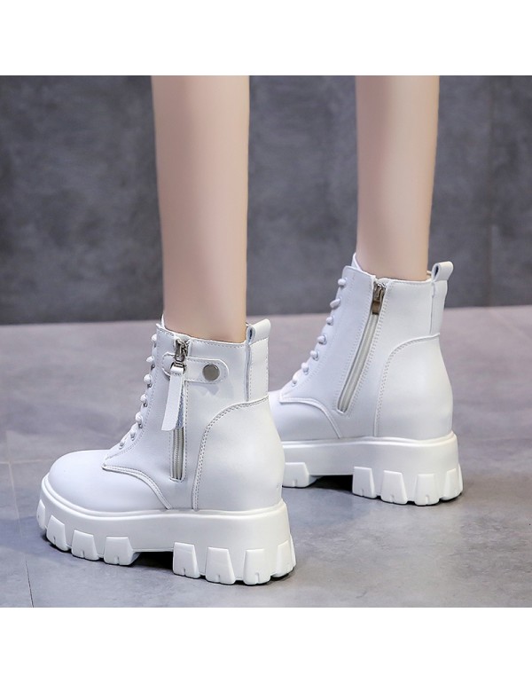 Inner heightening Martin boots women's new fashion in autumn and winter 2021 with small, handsome, thick soled British style thin short boots