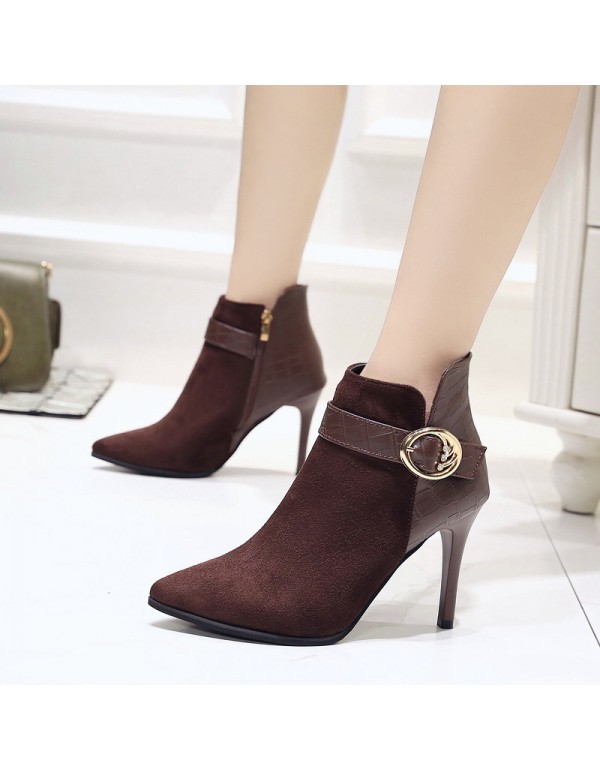 Martin boots autumn British style short boots 2020 new splicing fashion short boots women's high heels, thin heels, pointed toe and ankle boots