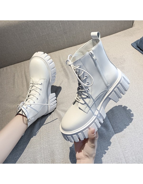 2021 autumn winter lace up Martin boots women's British fashion ins black short boots winter side zipper single boot shoes