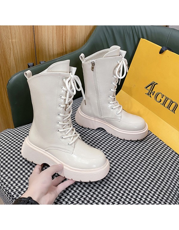 Thick soled Martin boots women's 2021 autumn new mid tube boots British handsome personalized motorcycle short boots women's one hair substitute