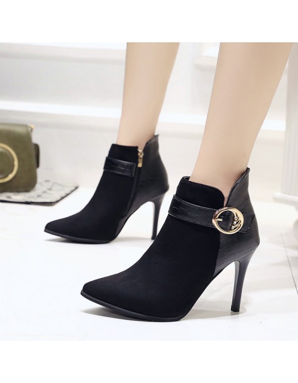 Martin boots autumn British style short boots 2020 new splicing fashion short boots women's high heels, thin heels, pointed toe and ankle boots