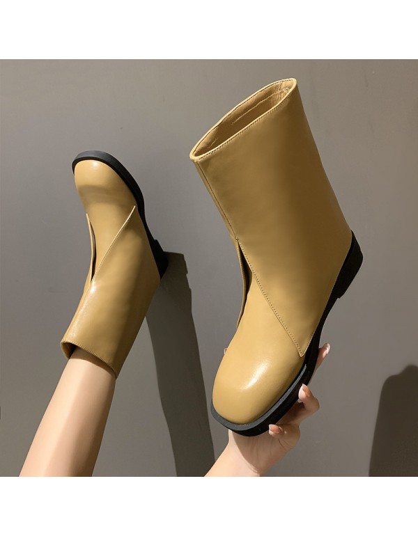 2021 autumn British style new women's boots round head thick bottom trousers tube boots retro fashion Knight boots