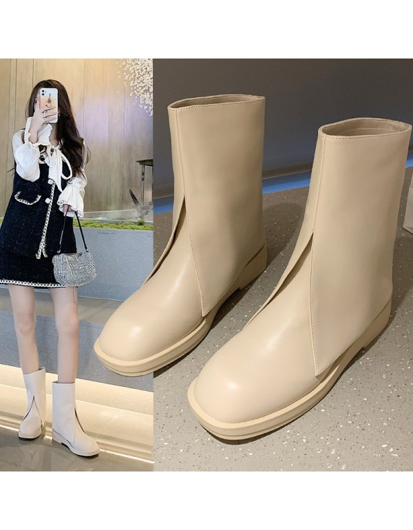 2021 autumn British style new women's boots round ...