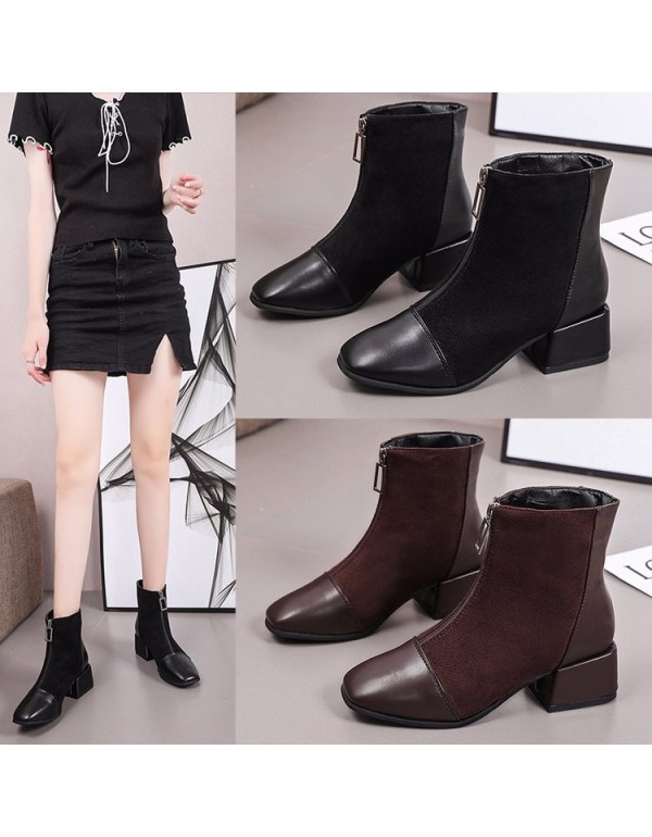 Martin boots women's autumn and winter 2020 new fashion retro British style square head thick heel large foreign trade short boots