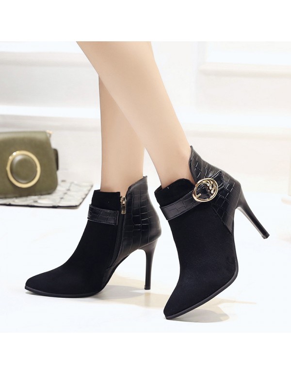 Martin boots autumn British style short boots 2020 new splicing fashion short boots women's high heels, thin heels, pointed toe and ankle boots