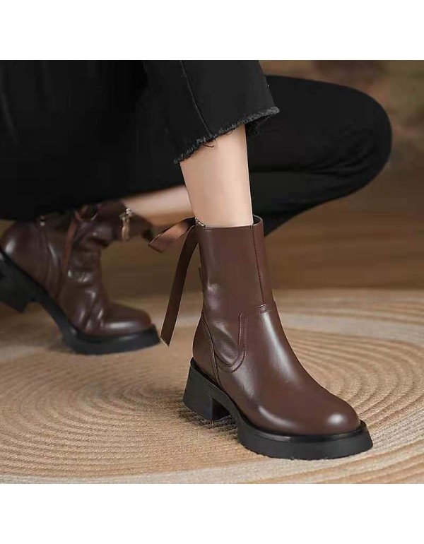 2021 summer new Martin boots women's British style fashion thick bottom autumn and winter middle heel strap single boots bare boots ins trend