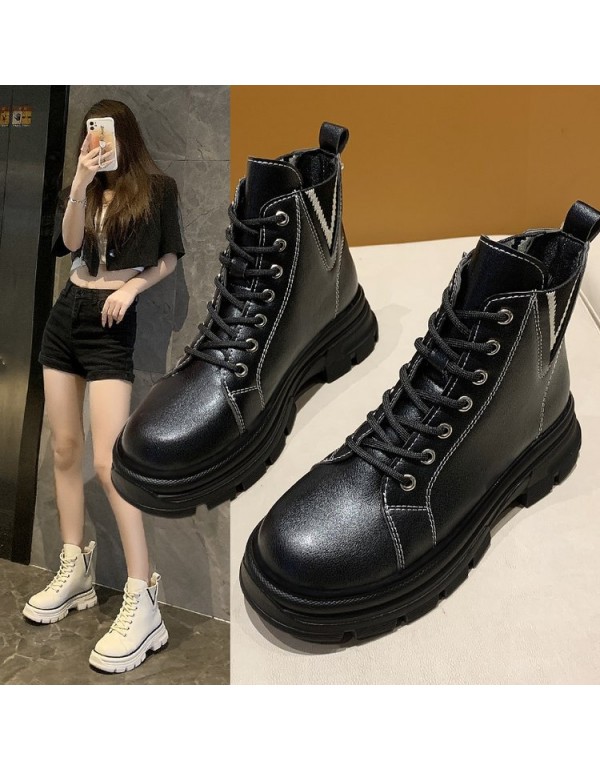 Inner heightening Martin boots 2021 new spring and autumn versatile fashion single boots thick soled short boots net red thin women's Boots