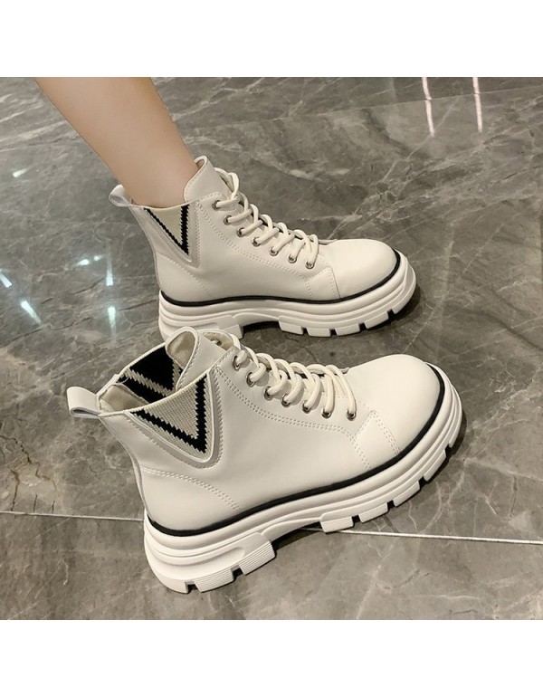 Inner heightening Martin boots 2021 new spring and autumn versatile fashion single boots thick soled short boots net red thin women's Boots