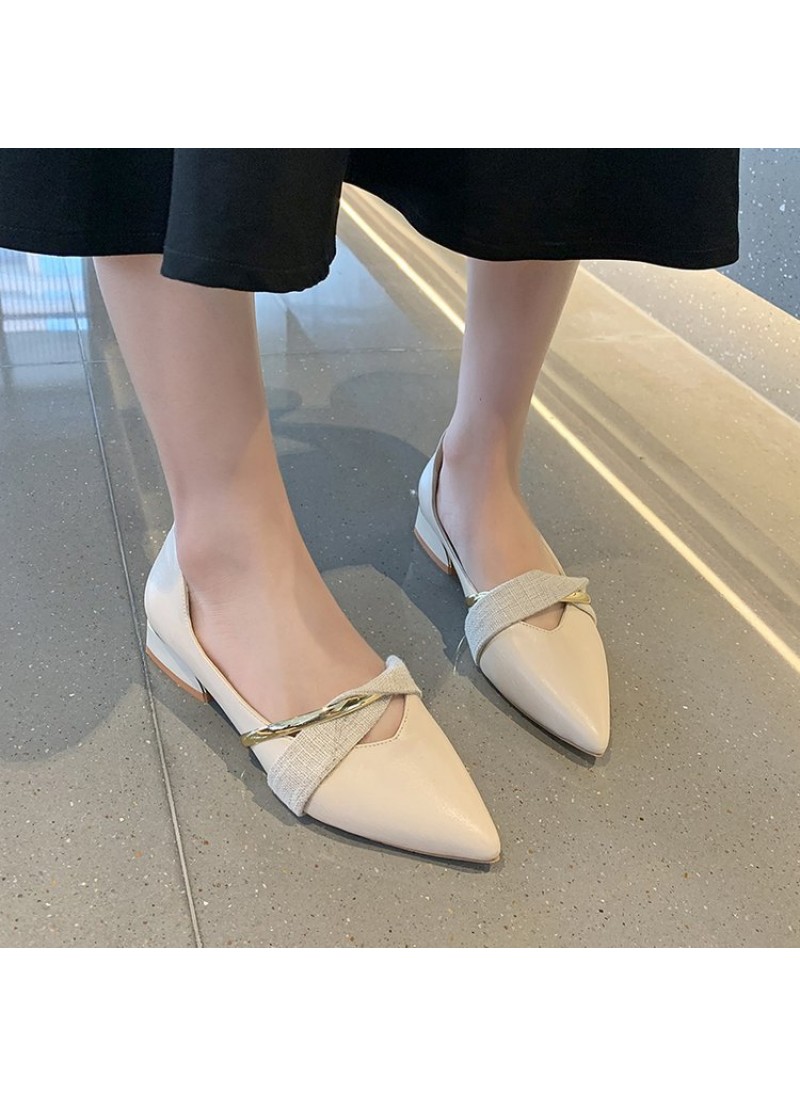 2021 autumn new pointed single shoes thick heel sh...