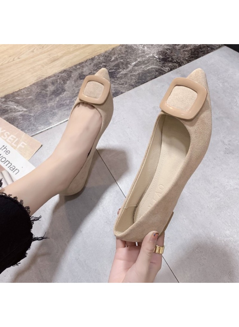 2021 spring new square button shallow flat sole si...