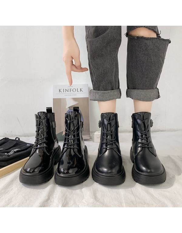 Martin boots female new thin fashion British style thick bottom 100 net red student short boots female in spring and autumn 2021