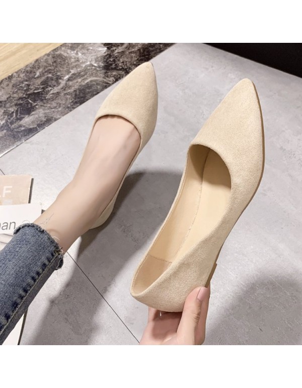 2021 spring new Korean version pointed flat sole single shoes women's comfortable light mouth black professional women's shoes wholesale