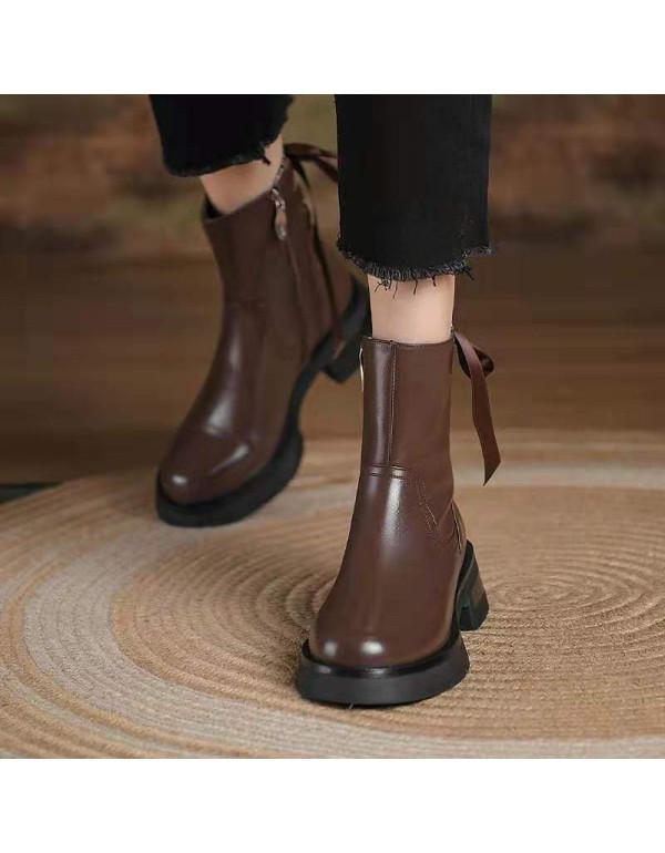 2021 summer new Martin boots women's British style fashion thick bottom autumn and winter middle heel strap single boots bare boots ins trend