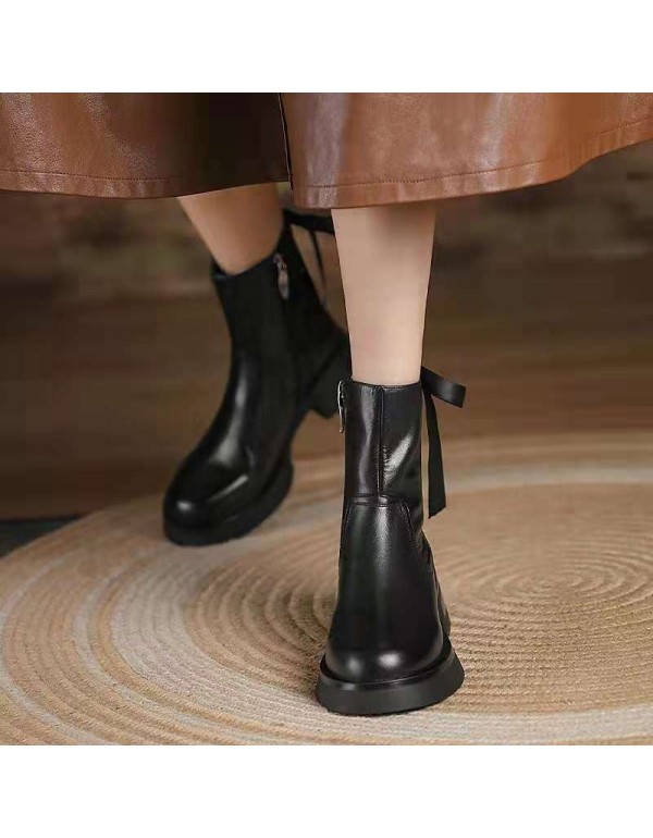 2021 summer new Martin boots women's British style fashion thick bottom autumn and winter middle heel strap single boots bare boots ins trend