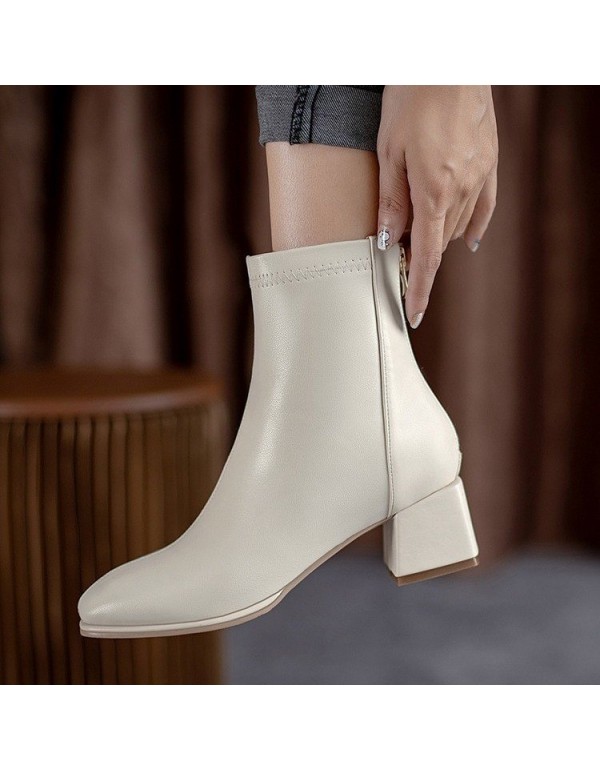 Hanban fashion boots autumn 2021 new elastic thin boots children's thick heel bare boots Chelsea short boots fashion women's Boots