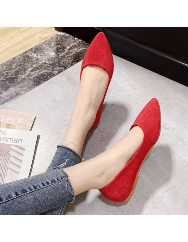 2021 spring new Korean version pointed flat sole single shoes women's comfortable light mouth black professional women's shoes wholesale